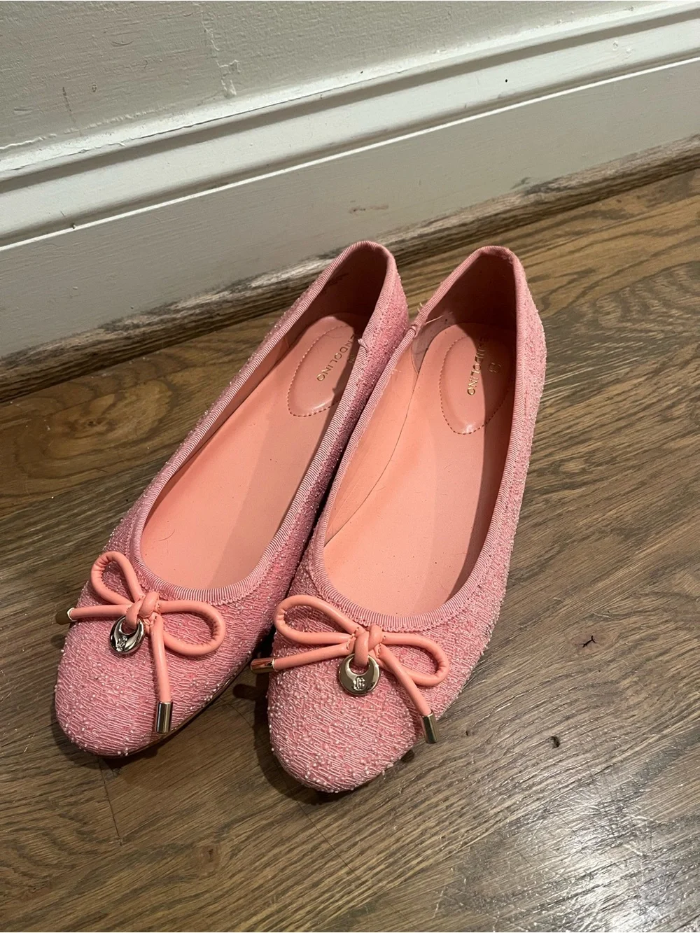 Bandolino Payly Ballet Flat Bow Pointed Toe Colar Pink Apricot Size 9